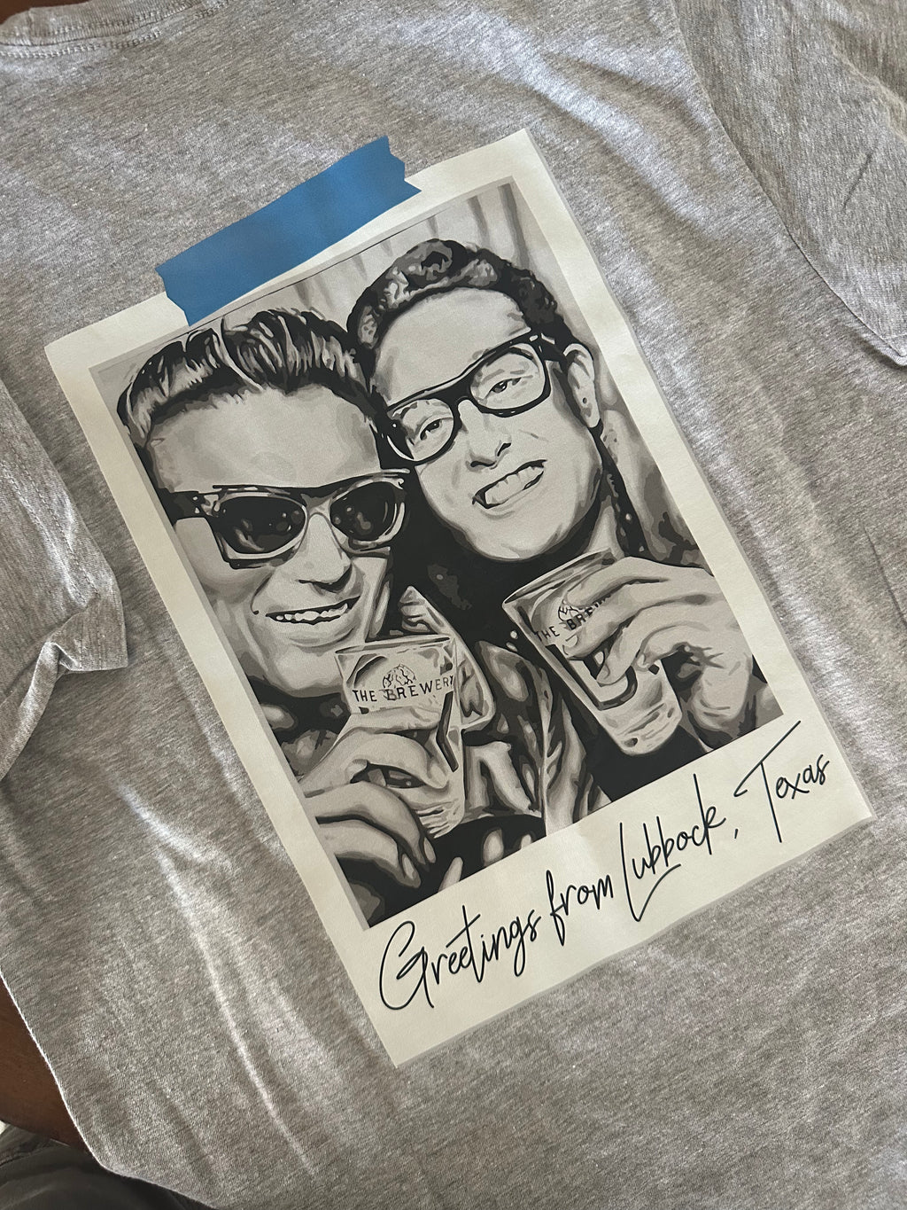 Brewery LBK Gray T-Shirt with Buddy Holly & Waylon Jennings