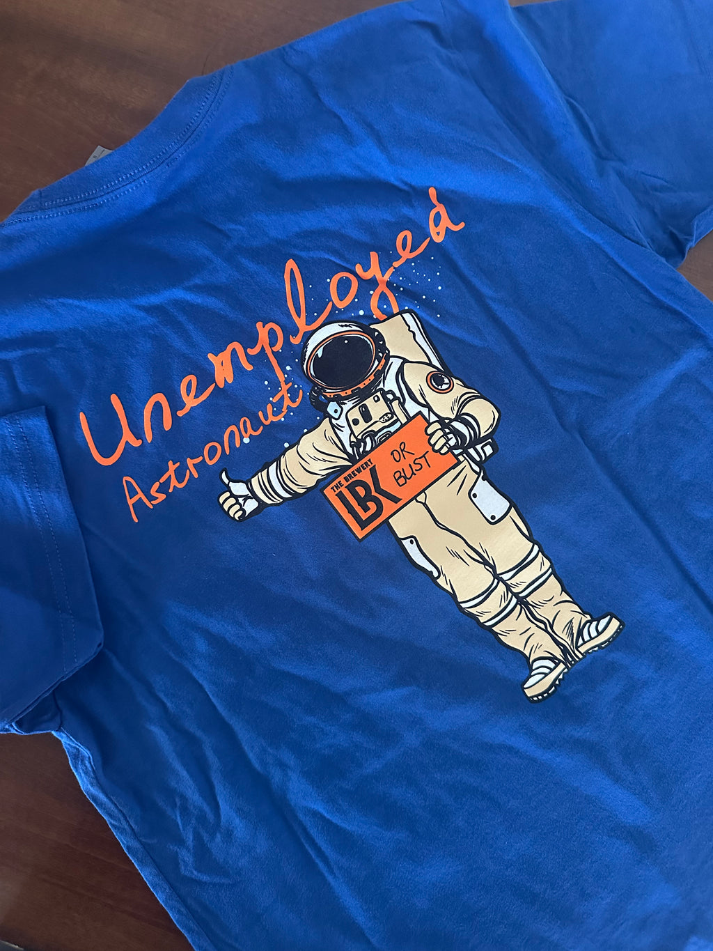 Brewery LBK Blue T-Shirt with Unemployed Astronaut