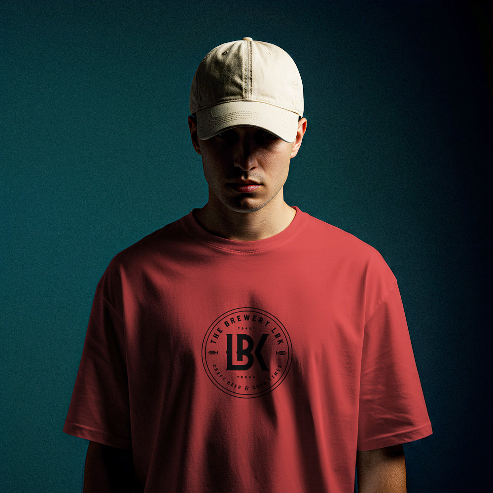 Brewery LBK Red T-Shirt with Black Vintage Logo
