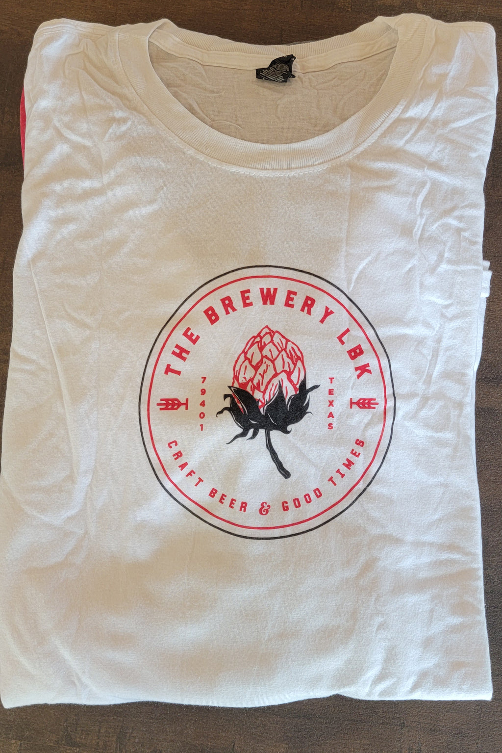 Brewery LBK White Long Sleeve T-Shirt with Red Vintage Logo