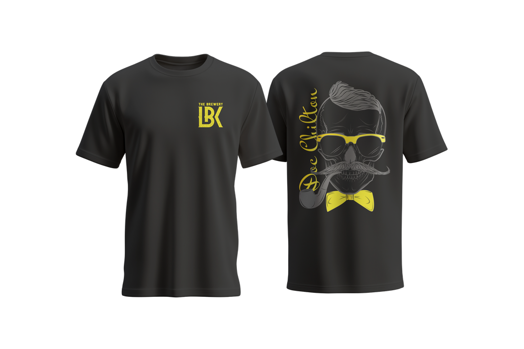 Brewery LBK Black T-Shirt with Yellow Doc Chilton