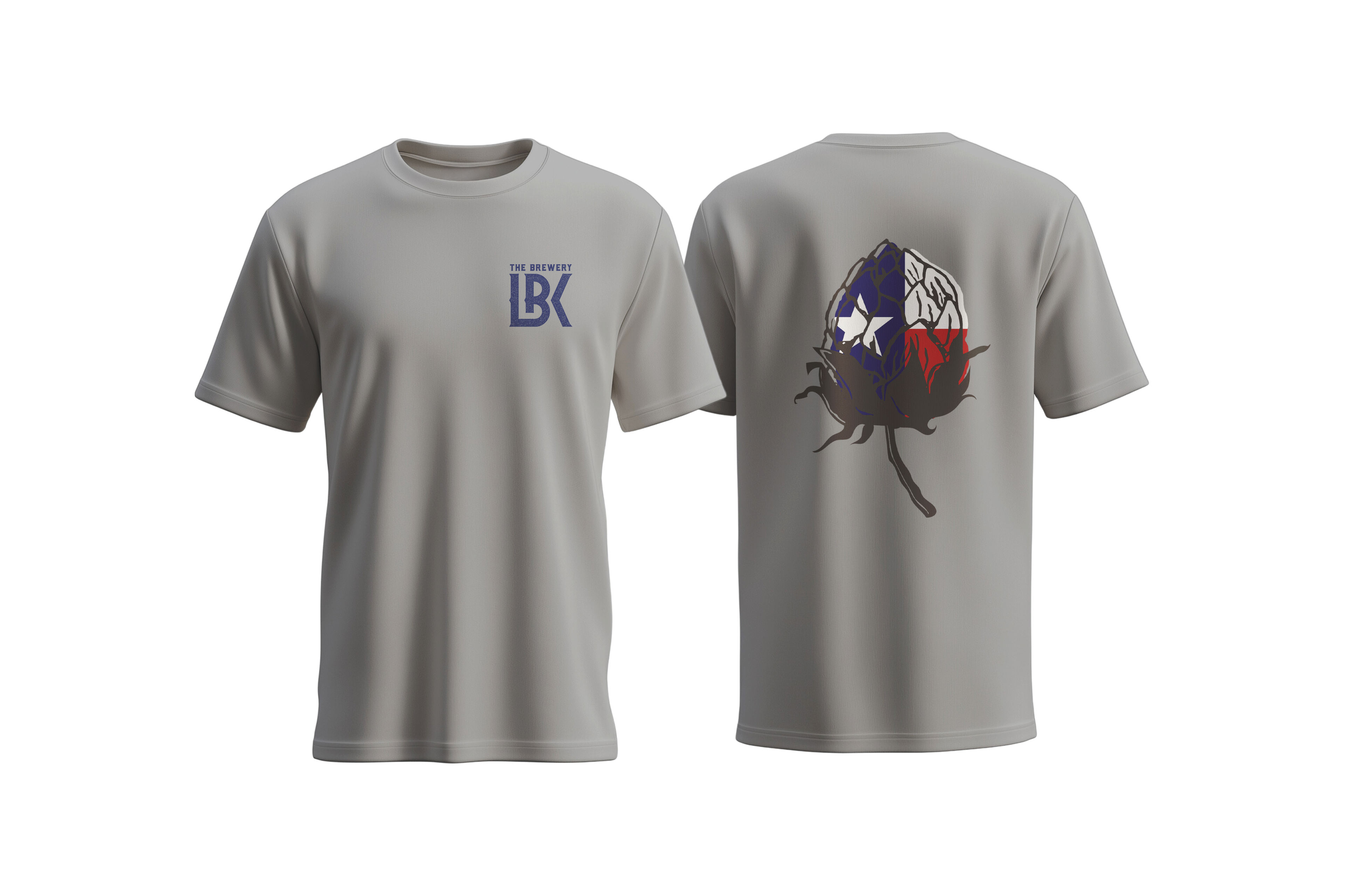 Brewery LBK Gray T-Shirt with Texas Flag Cotton Hop