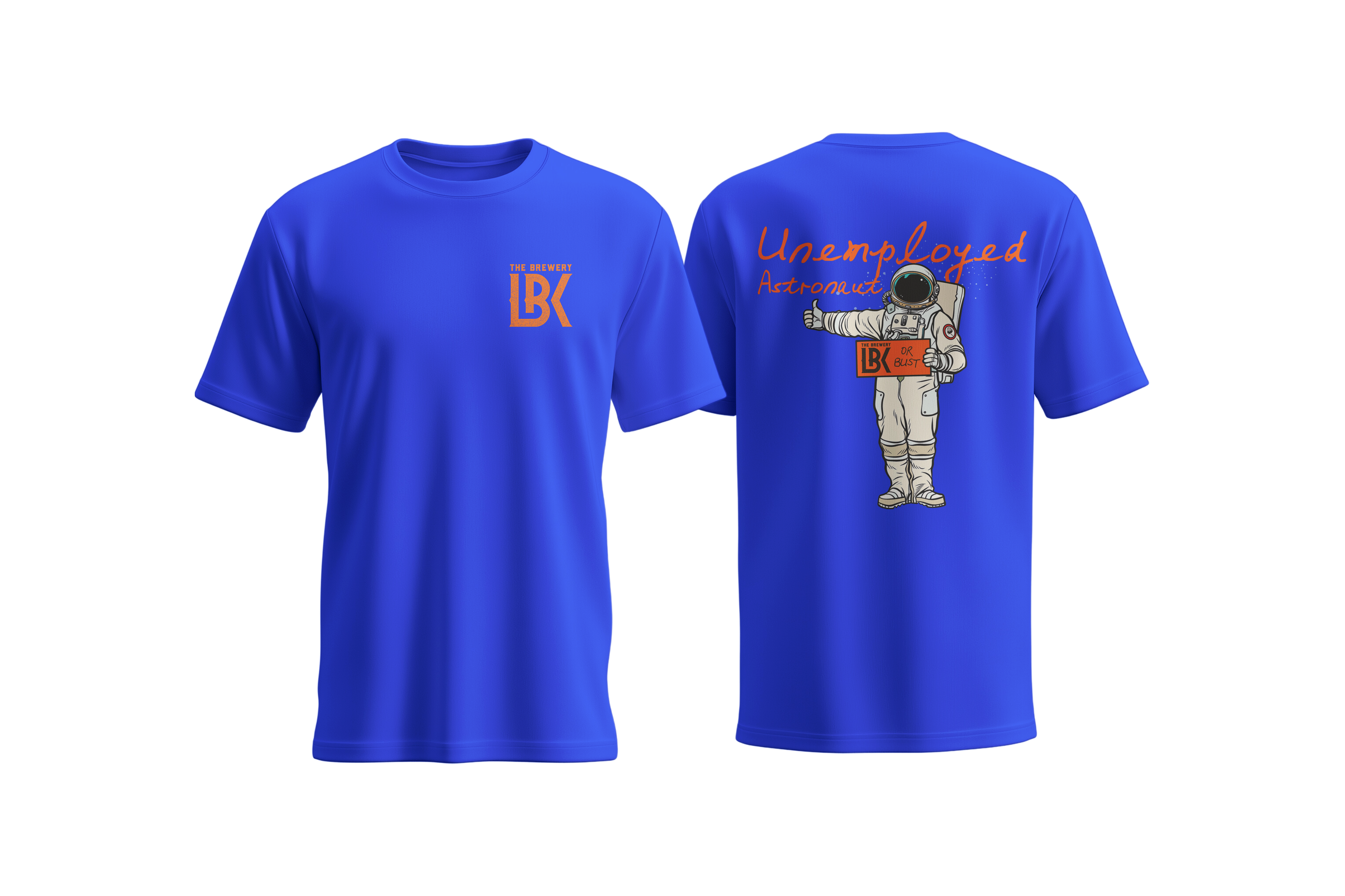 Brewery LBK Blue T-Shirt with Unemployed Astronaut